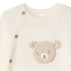 Gebreid 2-delig babysetje met beer patch