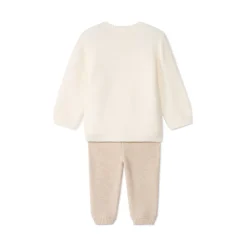 Gebreid 2-delig babysetje met beer patch
