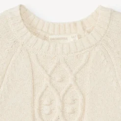 Gebreide effenkleurige trui met glinsterende gouden lurex meisjes