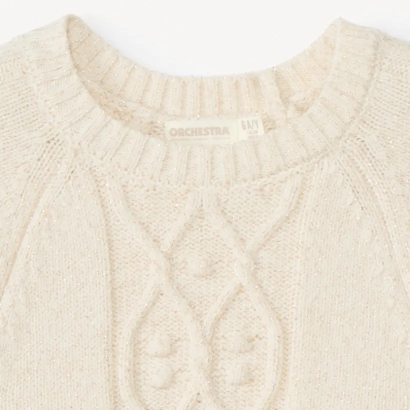 Gebreide effenkleurige trui met glinsterende gouden lurex meisjes