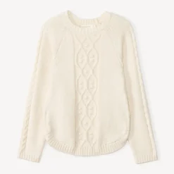 Gebreide effenkleurige trui met glinsterende gouden lurex meisjes