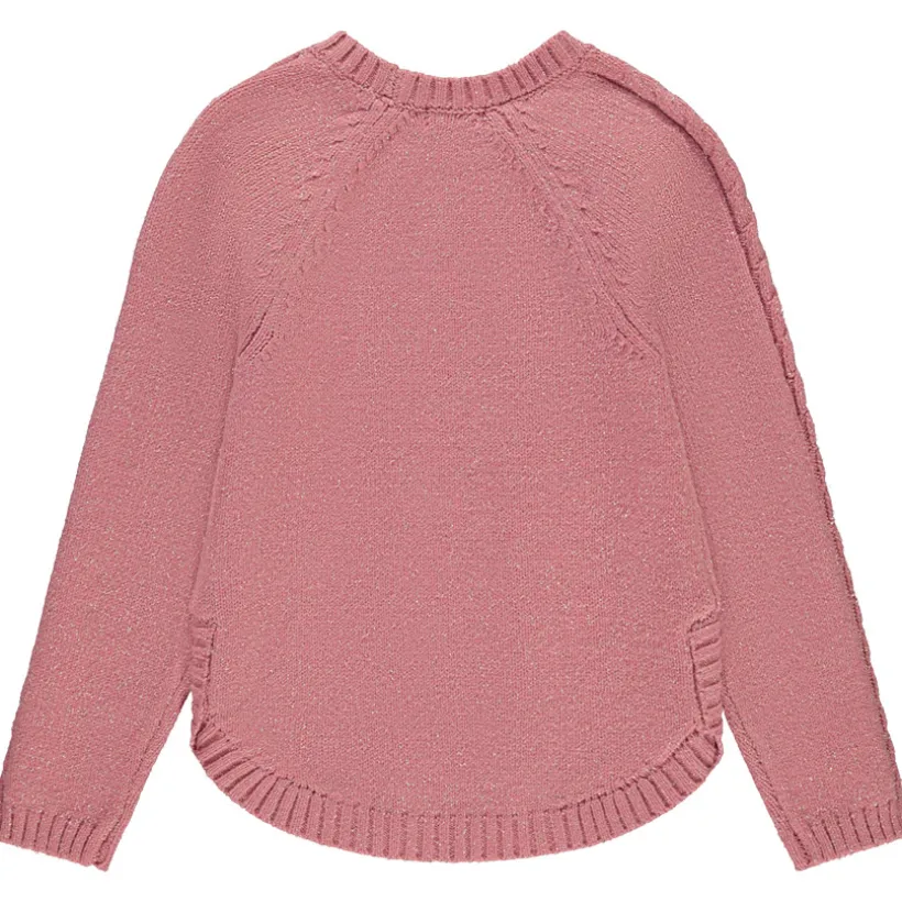 Gebreide effenkleurige trui met glinsterende gouden lurex meisjes