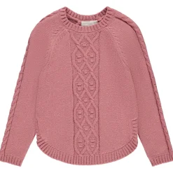 Gebreide effenkleurige trui met glinsterende gouden lurex meisjes