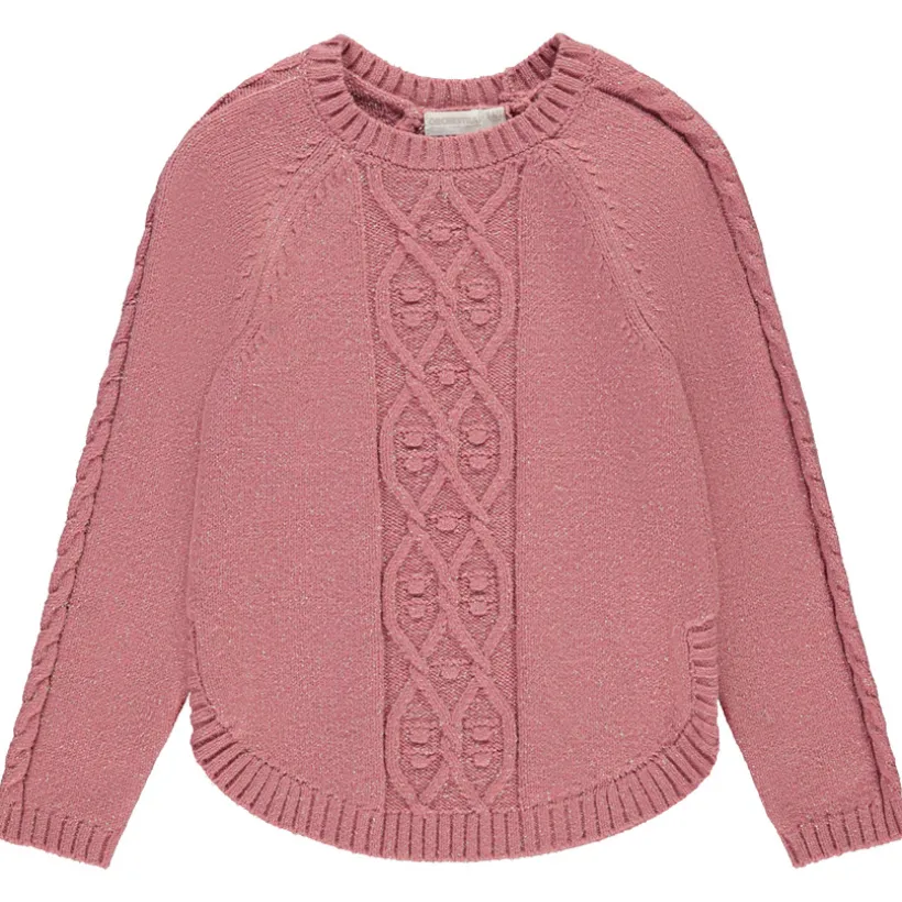 Gebreide effenkleurige trui met glinsterende gouden lurex meisjes