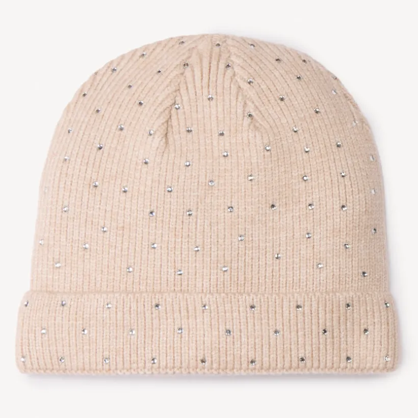 Gebreide effen muts met fantasie strass meisjes