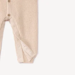 Gebreide effen parelsteek pyjama met muts voor baby