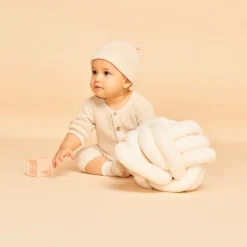 Gebreide effen parelsteek pyjama met muts voor baby