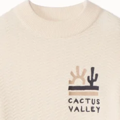 Gebreide fantasietrui met colourblock-effect en cactusborduursel jongens