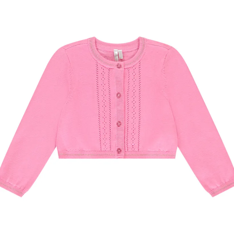 Gebreide gilet met lange mouwen en puntjes voor meisjes