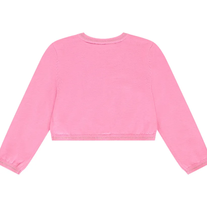 Gebreide gilet met lange mouwen en puntjes voor meisjes