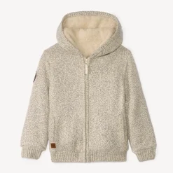 Gebreide hoodie met sherpa voering jongens