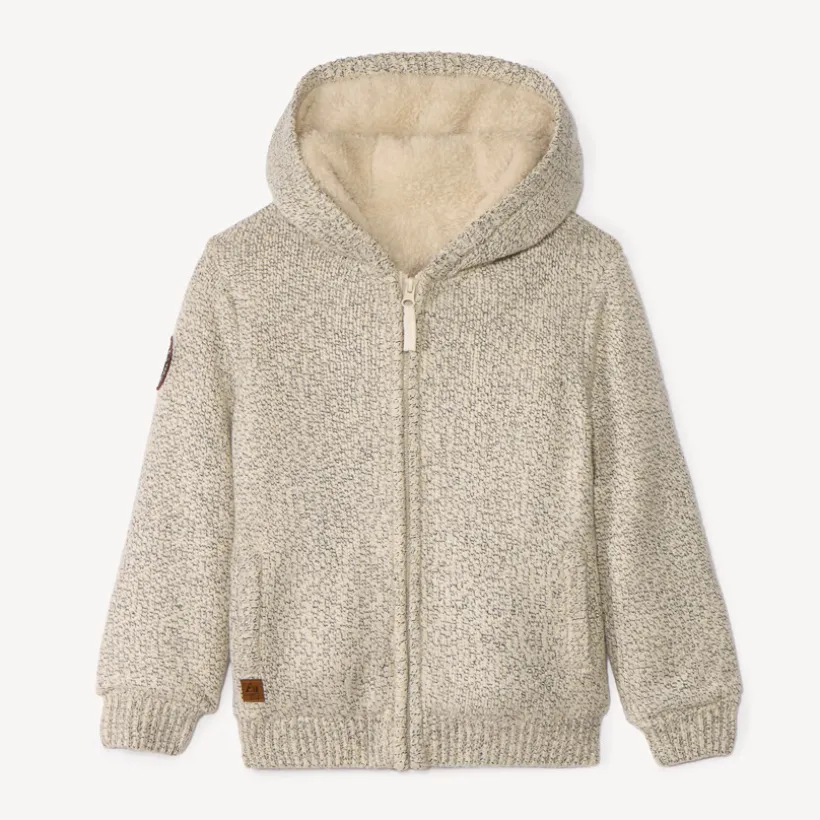 Gebreide hoodie met sherpa voering jongens