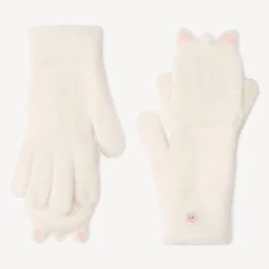Gebreide 2-in-1 handschoenen met eenhoornborduursel en bontlook meisjes