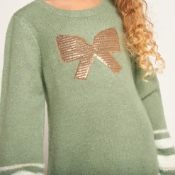 Gebreide jurk met lange mouwen en fantasie pailletten meisjes
