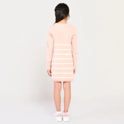 Gebreide jurk met lange mouwen, glitterprint en strepen meisjes