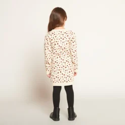 Gebreide jurk met lange mouwen en allover jacquard luipaardprint meisjes