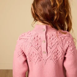 Gebreide jurk met lange mouwen, effen, meisjes