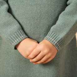 Gebreide jurk met lange mouwen, effen, meisjes