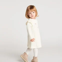 Gebreide jurk voor babymeisjes met bloemenborduursels