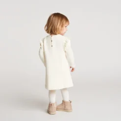 Gebreide jurk voor babymeisjes met bloemenborduursels