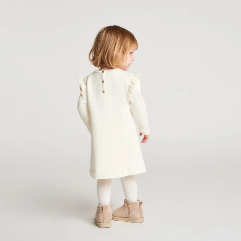 Gebreide jurk voor babymeisjes met bloemenborduursels