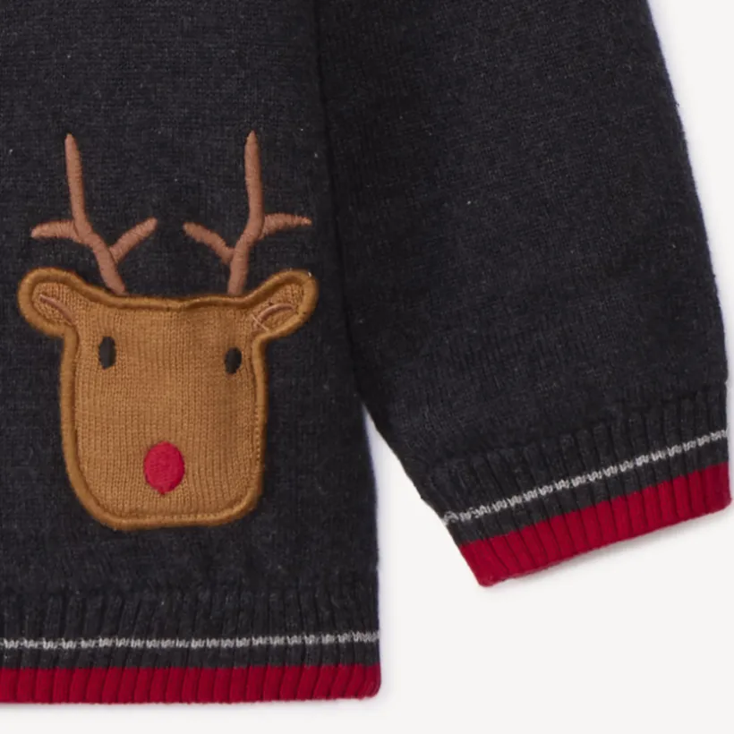 Gebreide kerstgilet met rendieren voor babyjongen
