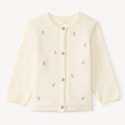 Gebreide meisjes baby gilet met geborduurde bloemen