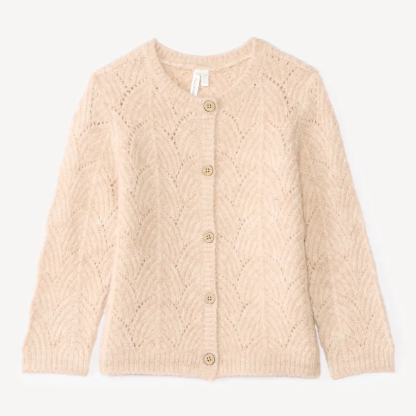 Gebreide meisjes vest met fantasiedetails