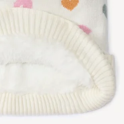 Gebreide muts met sherpa voering en fantasieprint meisjes