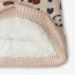 Gebreide muts met sherpa voering en fantasieprint meisjes