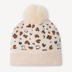 Gebreide muts met sherpa voering en fantasieprint meisjes