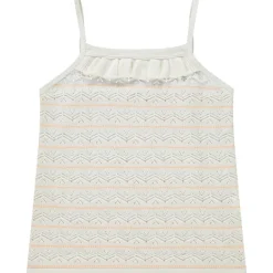 Gebreid en pointelle mesh mouwloos top met ruches meisjes