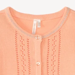 Gebreide, opengewerkte longslubcardigan voor babymeisjes.