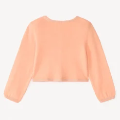 Gebreide, opengewerkte longslubcardigan voor babymeisjes.