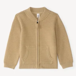 Gebreide ottomanzipperjack voor babyjongens