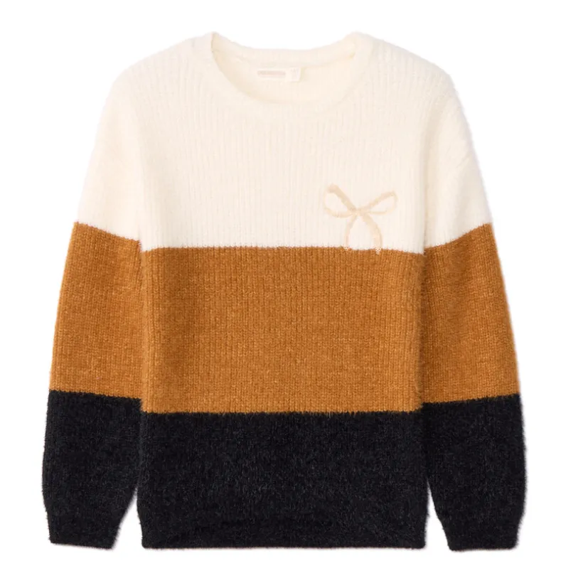 Gebreide oversize trui met colour block effect meisjes