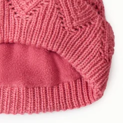 Gebreide pointelle muts met grote pompon meisjes