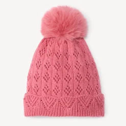Gebreide pointelle muts met grote pompon meisjes