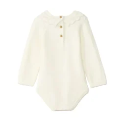 Gebreide romper en dikke panty meisjes écru