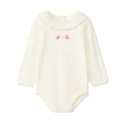 Gebreide romper en dikke panty meisjes écru