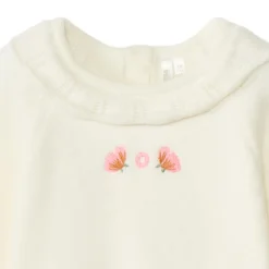Gebreide romper en dikke panty meisjes écru