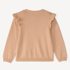 Gebreide stoffen vest voor meisjes met een fantasiepatroon en bouclette-patch.