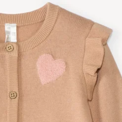 Gebreide stoffen vest voor meisjes met een fantasiepatroon en bouclette-patch.