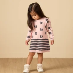 Gebreide trui-jurk met fantasie jacquardmotieven meisjes