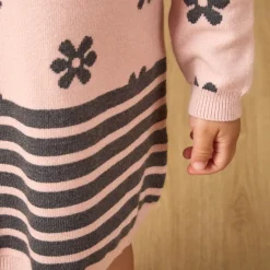 Gebreide trui-jurk met fantasie jacquardmotieven meisjes