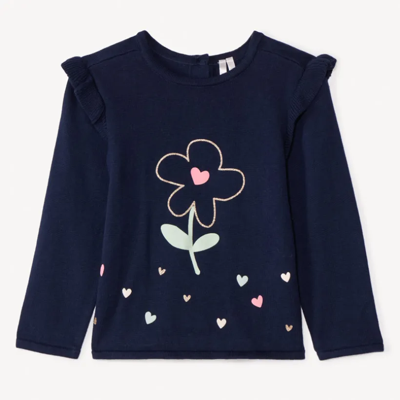 Gebreide trui met bloemprint voor babymeisjes