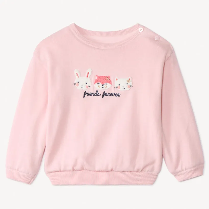 Gebreide trui met geborduurde motieven voor babymeisje