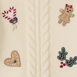 Gebreide trui met kerstpatches van vilt voor babymeisje