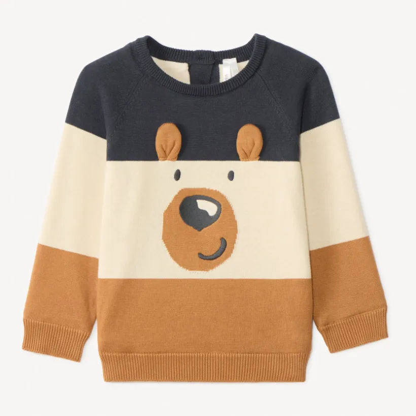 Gebreide trui met speels hondenpatroon voor babyjongens in drie kleuren