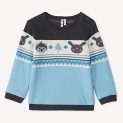 Gebreide velours gevoerde jacquard trui voor babyjongen